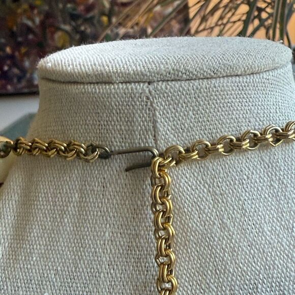 Vintage Kenneth J Lane Signed Necklace with Wood, Beads & Gold Tone Accents. - Picture 6 of 7